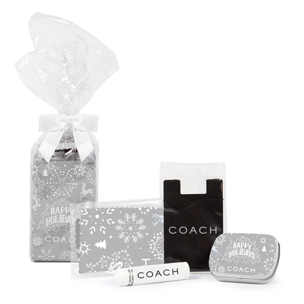 Gift tote including microfiber cloth, silicone wallet, domed mint tin and... from ASI 44900 NC Custom (CI/Lanco)