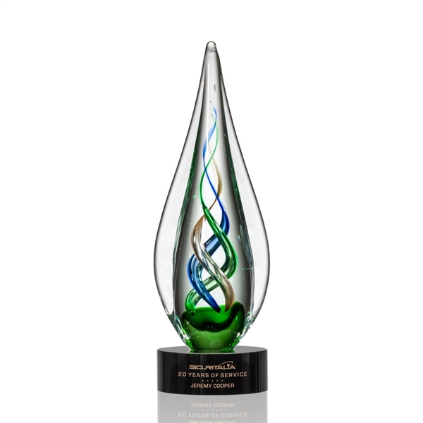 The abstract Mulino Award features Emerald, Sapphire, and Bronze ribbons intertwined... from ASI 84592 St Regis Group / St Regis