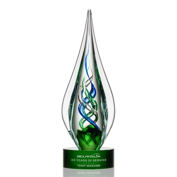 The abstract Mulino Award features Emerald, Sapphire, and Bronze ribbons intertwined... from ASI 84592 St Regis Group / St Regis