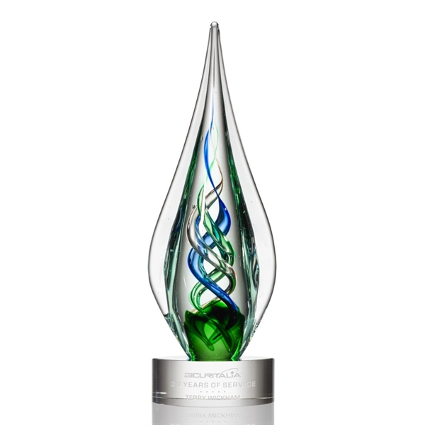 The abstract Mulino Award features Emerald, Sapphire, and Bronze ribbons intertwined... from ASI 84592 St Regis Group / St Regis