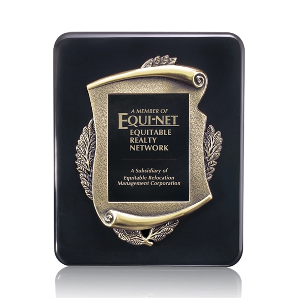 Black wall plaque with an antique bronze scroll solid brass plate.... from ASI 84592 St Regis Group / St Regis