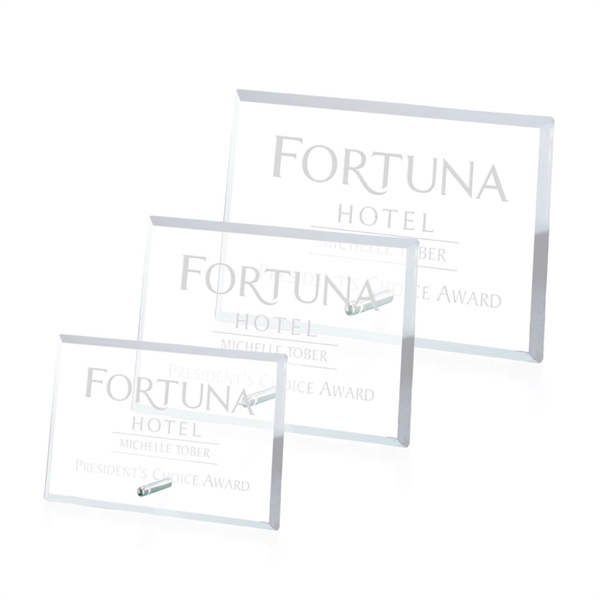 Horizontal rectangle shaped starfire/chrome award.... from ASI 84592 St Regis Group / Prestige Glass