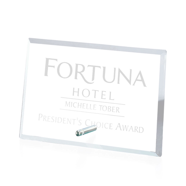 Horizontal rectangle shaped starfire/chrome award.... from ASI 84592 St Regis Group / Prestige Glass