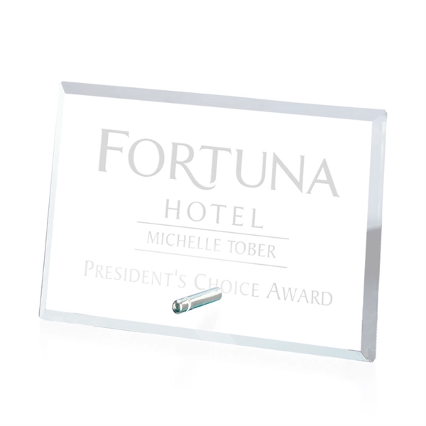 Horizontal rectangle shaped starfire/chrome award.... from ASI 84592 St Regis Group / Prestige Glass