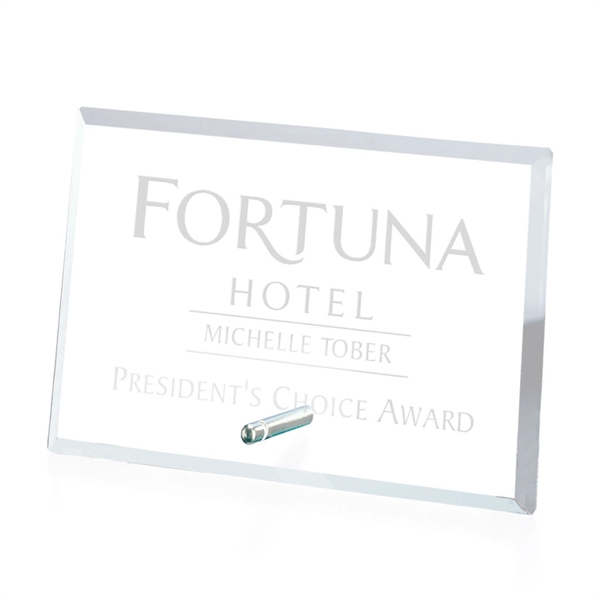 Horizontal rectangle shaped starfire/chrome award.... from ASI 84592 St Regis Group / Prestige Glass