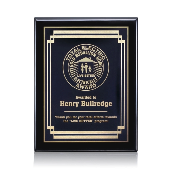 High gloss piano finish black wall plaque with a plate.... from ASI 84592 St Regis Group / St Regis