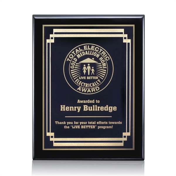 High gloss piano finish black wall plaque with a plate.... from ASI 84592 St Regis Group / St Regis