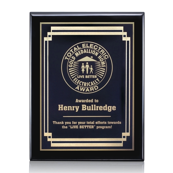 High gloss piano finish black wall plaque with a plate.... from ASI 84592 St Regis Group / St Regis