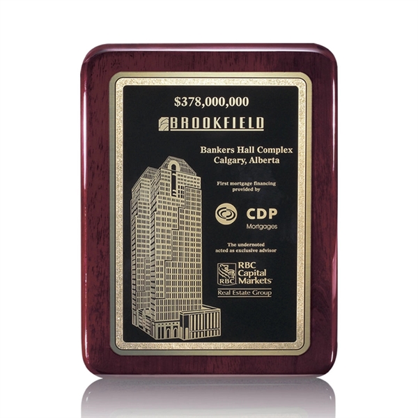 Rosewood wall plaque with rounded corners and a solid brass plate.... from ASI 84592 St Regis Group / St Regis