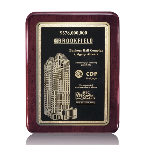 Rosewood wall plaque with rounded corners and a solid brass plate.... from ASI 84592 St Regis Group / St Regis