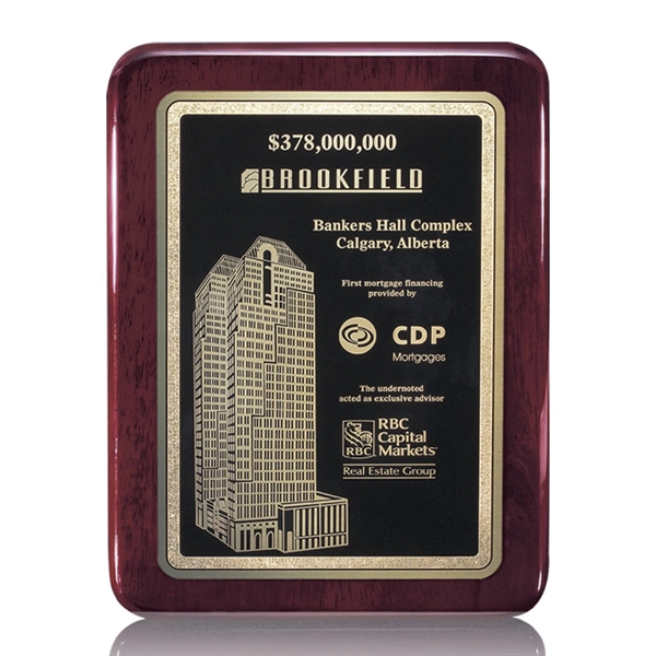 Rosewood wall plaque with rounded corners and a solid brass plate.... from ASI 84592 St Regis Group / St Regis