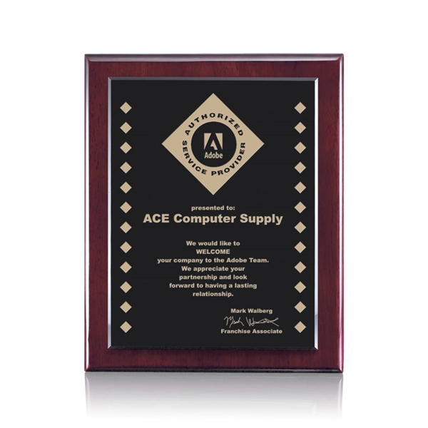 High gloss piano finish rosewood wall plaque with an ebony plate.... from ASI 84592 St Regis Group / St Regis