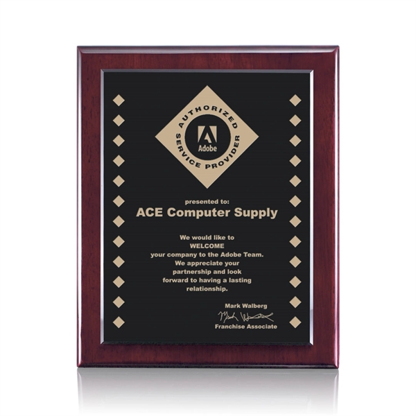 High gloss piano finish rosewood wall plaque with an ebony plate.... from ASI 84592 St Regis Group / St Regis