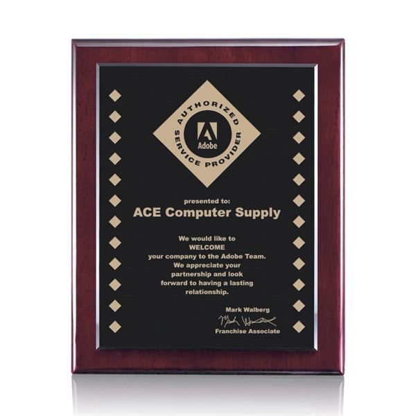 High gloss piano finish rosewood wall plaque with an ebony plate.... from ASI 84592 St Regis Group / St Regis