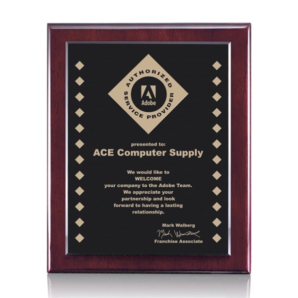 High gloss piano finish rosewood wall plaque with an ebony plate.... from ASI 84592 St Regis Group / St Regis