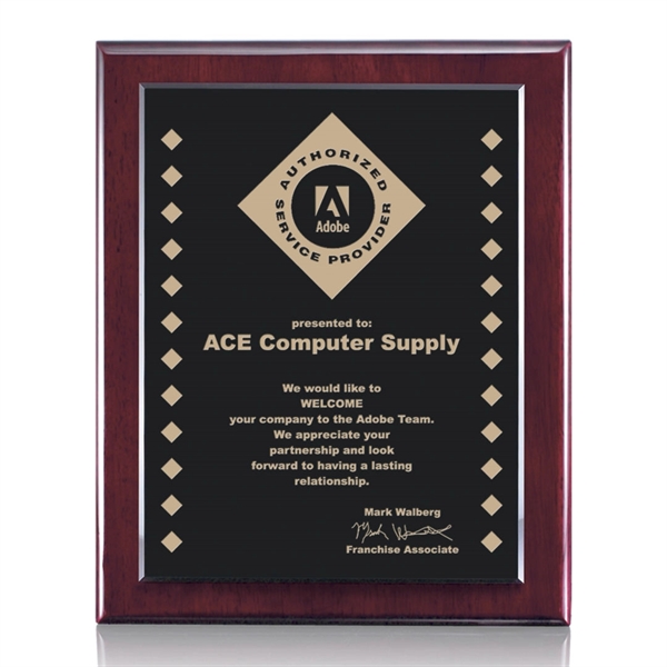 High gloss piano finish rosewood wall plaque with an ebony plate.... from ASI 84592 St Regis Group / St Regis