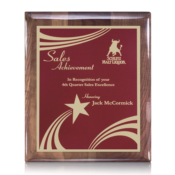 High gloss walnut wall plaque with a red plate.... from ASI 84592 St Regis Group / St Regis