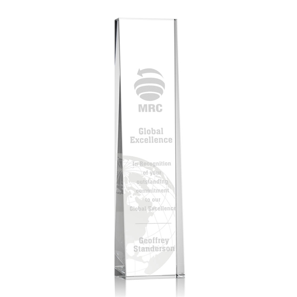 This tall optical crystal tower award wedges up from the bottom... from ASI 84592 St Regis Group / St Regis