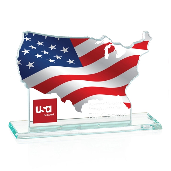 The map of the United States, faithfully reproduced in aquashaped jade... from ASI 84592 St Regis Group / Prestige Glass