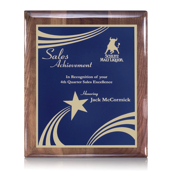 High gloss walnut wall plaque with a blue plate.... from ASI 84592 St Regis Group / St Regis