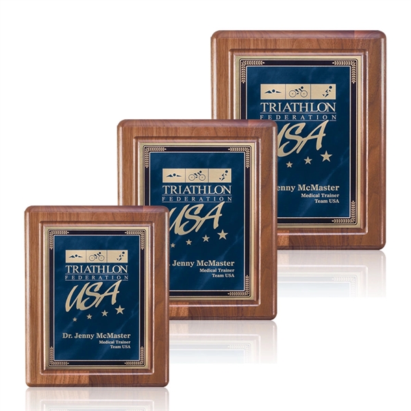 Hand rubbed American walnut wall plaque with a solid brass Cardinal... from ASI 84592 St Regis Group / St Regis