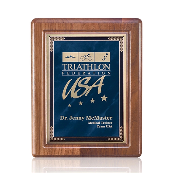 Hand rubbed American walnut wall plaque with a solid brass Cardinal... from ASI 84592 St Regis Group / St Regis