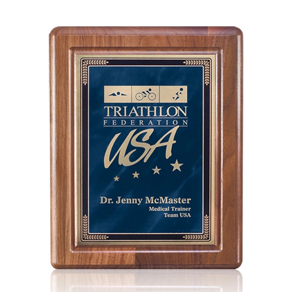 Hand rubbed American walnut wall plaque with a solid brass Cardinal... from ASI 84592 St Regis Group / St Regis