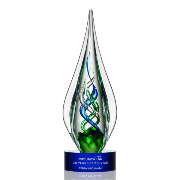 The abstract Mulino Award features Emerald, Sapphire, and Bronze ribbons intertwined... from ASI 84592 St Regis Group / St Regis