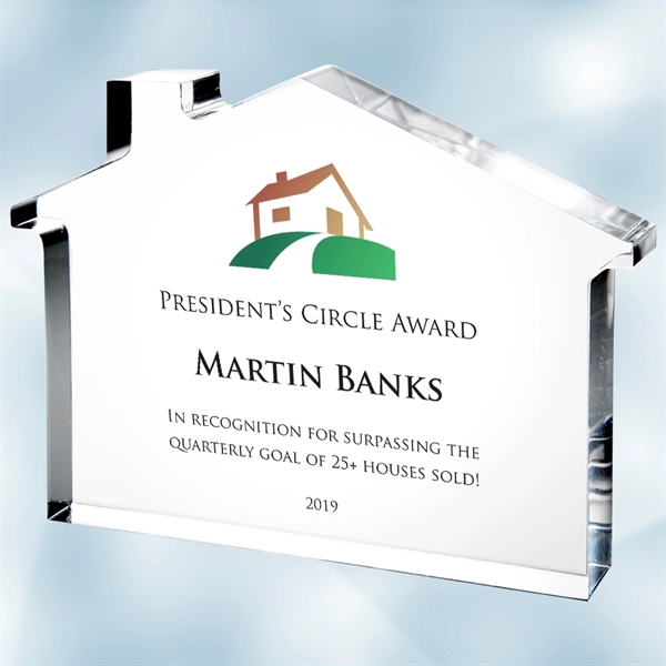 Award made of acrylic in the shape of a house and... from ASI 47791 Best Deal Awards