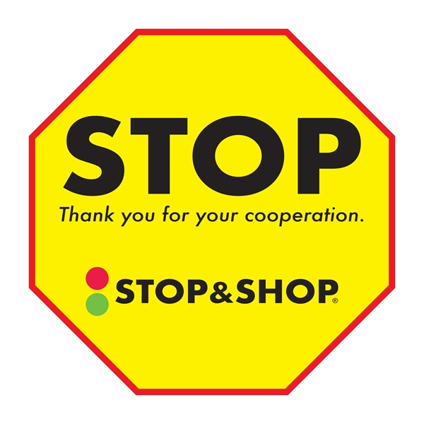 8" x 8" stop sign shaped decal with a repositionable adhesive.... from ASI 59080 Halls & Company