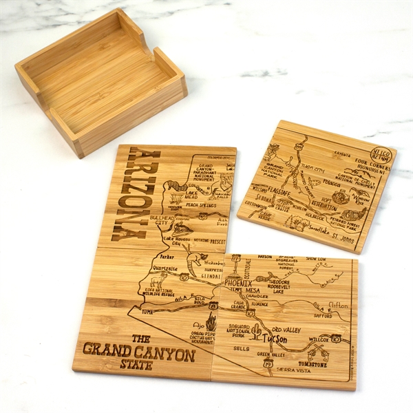 4 piece puzzle bamboo coaster with storage case. Lightweight, durable and... from ASI 91565 Totally Bamboo