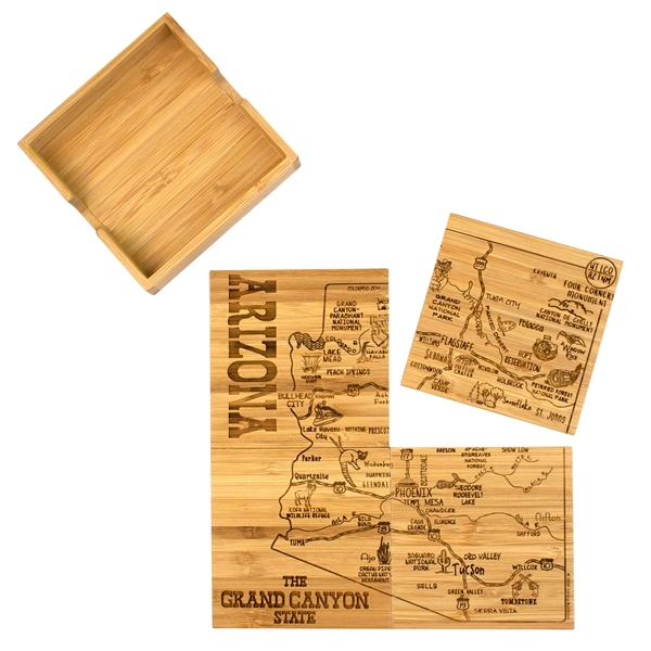 4 piece puzzle bamboo coaster with storage case. Lightweight, durable and... from ASI 91565 Totally Bamboo