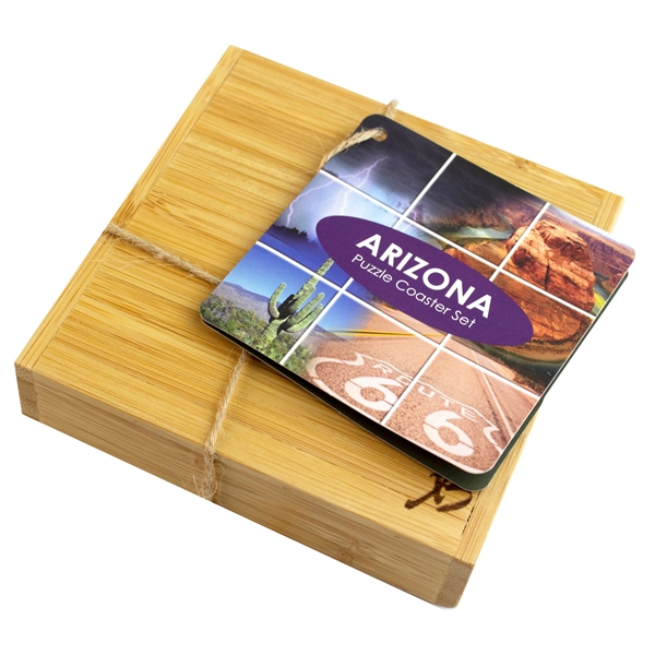 4 piece puzzle bamboo coaster with storage case. Lightweight, durable and... from ASI 91565 Totally Bamboo