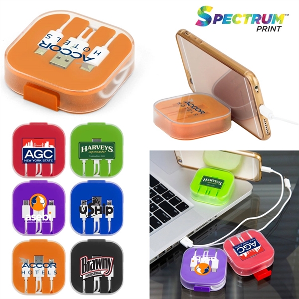 3-piece charging cable set featuring a Type-C and micro-USB/lightning split cable,... from ASI 88060 Snugz/USA Inc / Sweda®