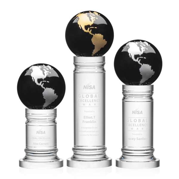 The Colvernstone Globe Award features an exquisite 4" Black Optical Crystal... from ASI 84592 St Regis Group / St Regis