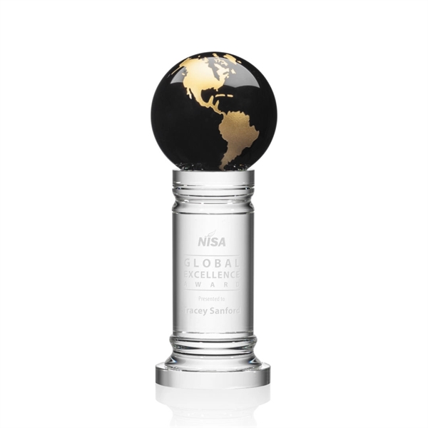 The Colvernstone Globe Award features an exquisite 4" Black Optical Crystal... from ASI 84592 St Regis Group / St Regis