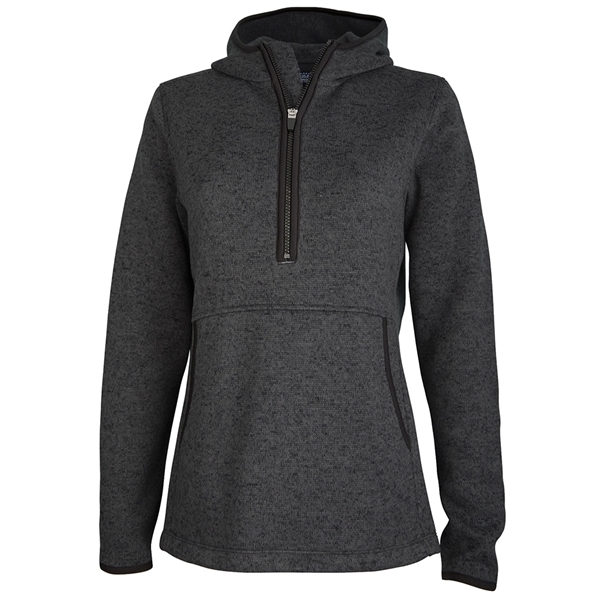 Women's heathered polyester fleece hoodie with quarter zip closure.... from ASI 44620 Charles River Apparel