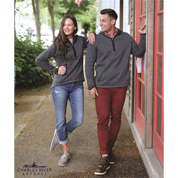 Women's heathered polyester fleece hoodie with quarter zip closure.... from ASI 44620 Charles River Apparel