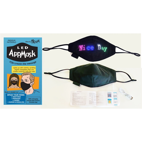 Rechargable Multicolor Light Up App Based LED Programmable Scrolling Face Mask... from ASI 62635 Inno-Vative Solutions Grp LTD