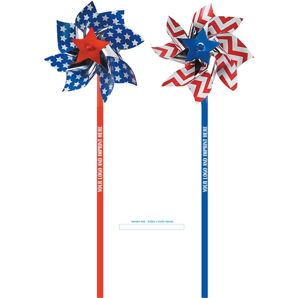 Pinwheel toy, American Themed (includes logo and Assembly). 5" dia x... from ASI 57713 Glow Promotions / Glow Promotions