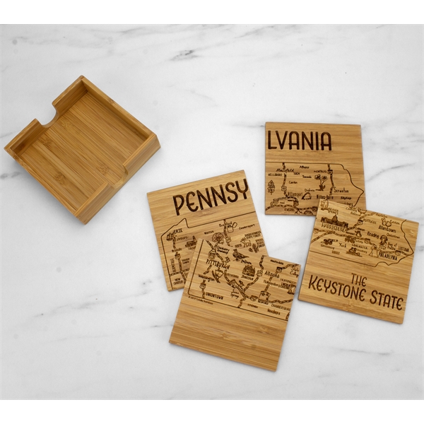 4 piece puzzle bamboo coaster with storage case. Lightweight, durable and... from ASI 91565 Totally Bamboo