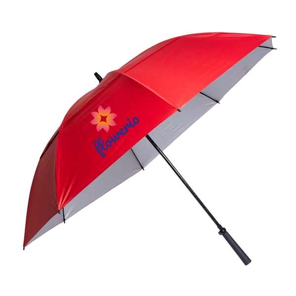 Vented golf umbrella with 62" arc and protective SPF50+ coating on... from ASI 76730 Peerless Umbrella Co Inc / Threads By Peerless