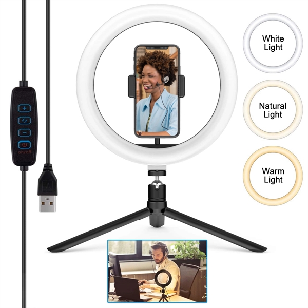 Ring Light with 3 light modes, usb powered, adjustable tripod and... from ASI 63776 KTI Networks Inc / KTI Promo