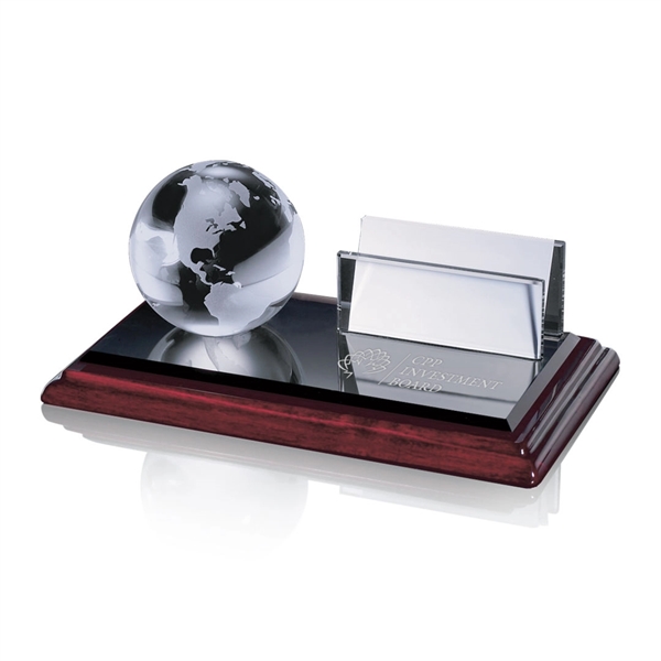 Optical globe and business card holder mounted on an ebony and... from ASI 84592 St Regis Group / St Regis