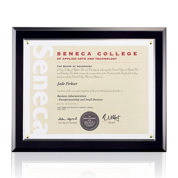 Simulated walnut, clear acrylic and antique brass accents certificate frame.... from ASI 84592 St Regis Group / St Regis