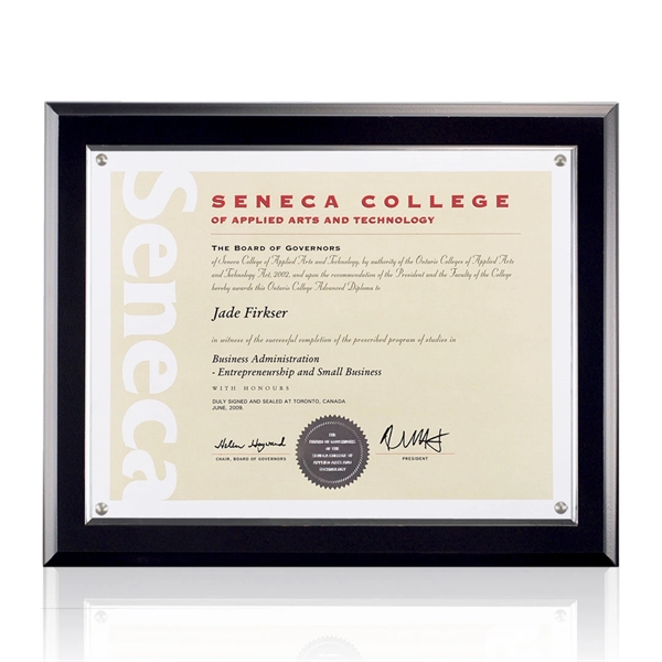 Simulated walnut, clear acrylic and antique brass accents certificate frame.... from ASI 84592 St Regis Group / St Regis