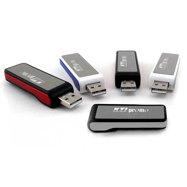 Retractable LED USB drive with engravable mirrored surface that allows your... from ASI 63776 KTI Networks Inc / KTI Promo