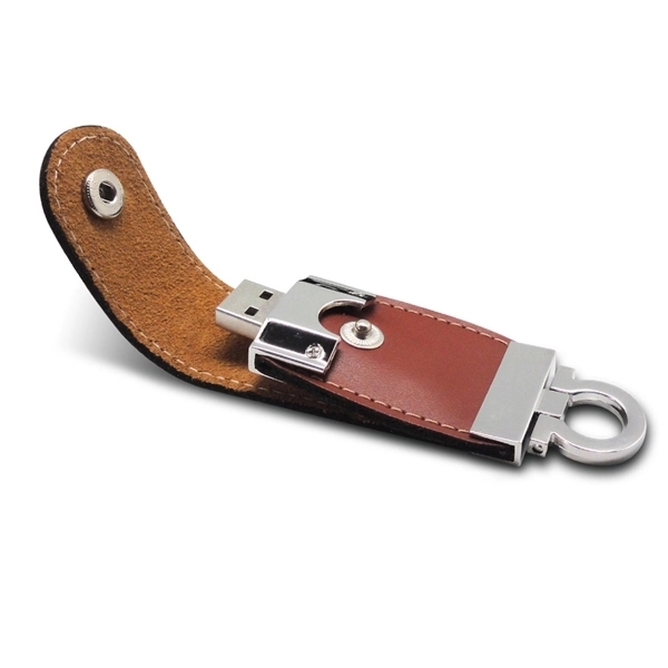 Leather USB drive that's offered in brown and black product colors... from ASI 63776 KTI Networks Inc / KTI Promo
