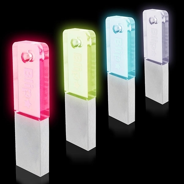USB drive made of metal and color-tinted acrylic that lights up... from ASI 63776 KTI Networks Inc / KTI Promo
