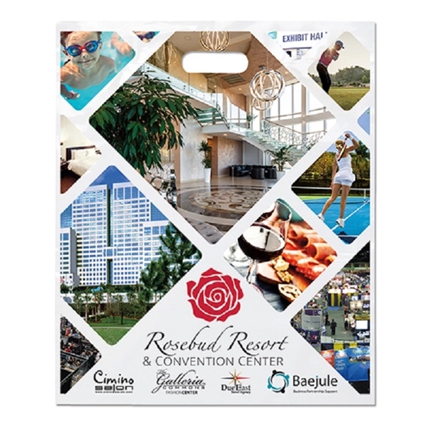 Digital Full-Color Die Cut Handle Plastic Bag with generous imprint area... from ASI 37940 Bag Makers Inc